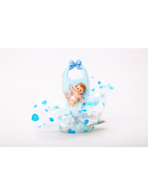 baby met sabbetje op caoupie geboortebedankje doopbedankje