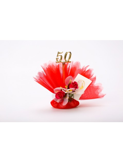 stengel op coupie en twee bloemen trouwbedankje
