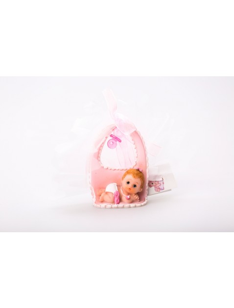 baby rose  liggend op slabbetje geboortebedankje doopbedankje