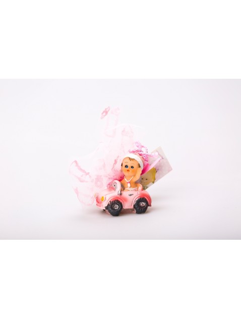 baby rose  in auto geboortebedankje doopbedankje