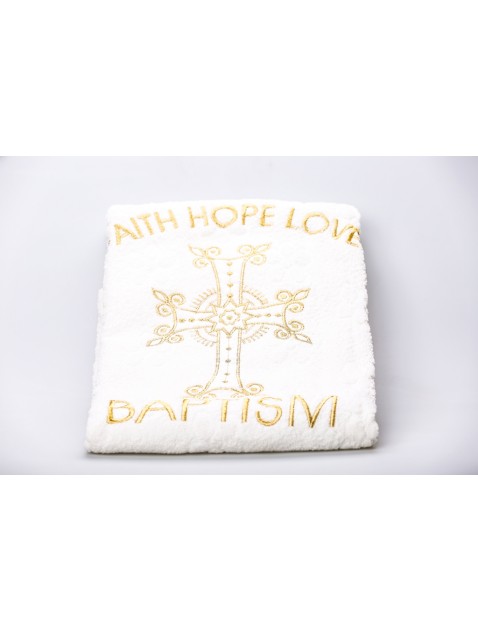 doop handdoek met gouden kruis doopsel