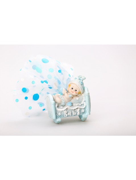 baby blauw in bed geboortebedankje doopbedankje